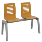 CARMEN 2, dřevěná lavice do čekárny, 2-sedák, buk, kostra stříbrná